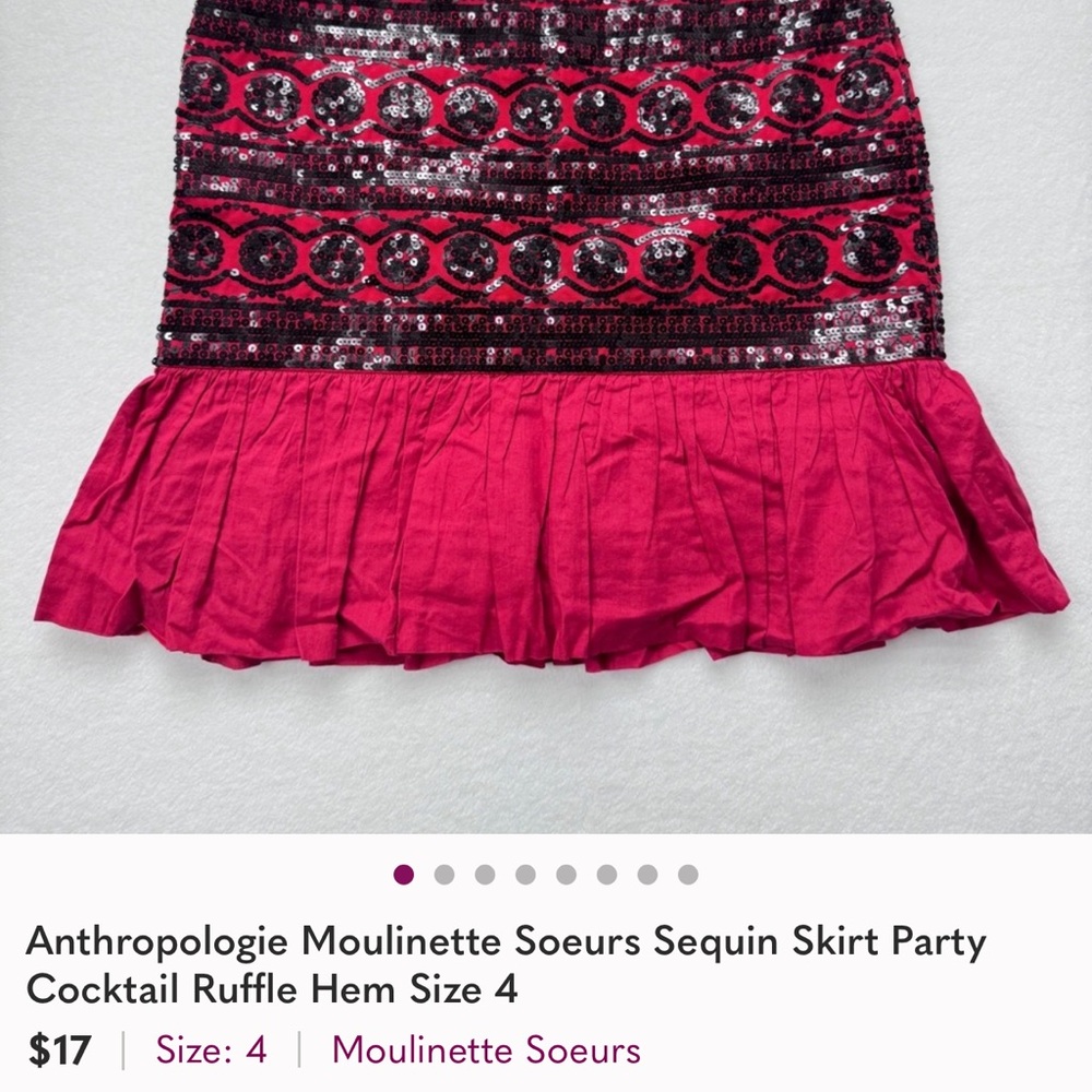 Anthropologie Moulinette Soeurs Fuchsia Sequin Mini Skirt